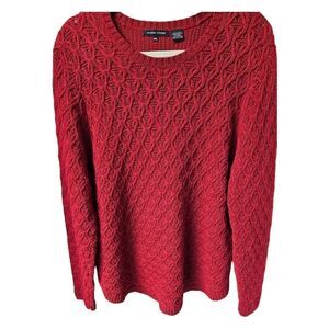 JEAME PIERRE Plus Size Red Cable Knit Sweater